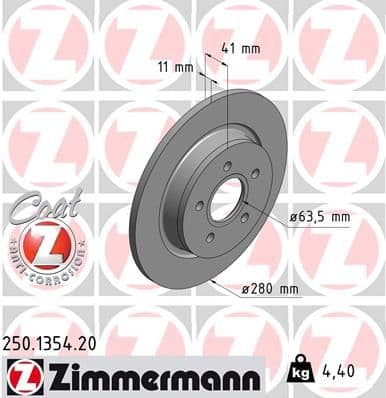 Bremžu diski ZIMMERMANN 250.1354.20 1