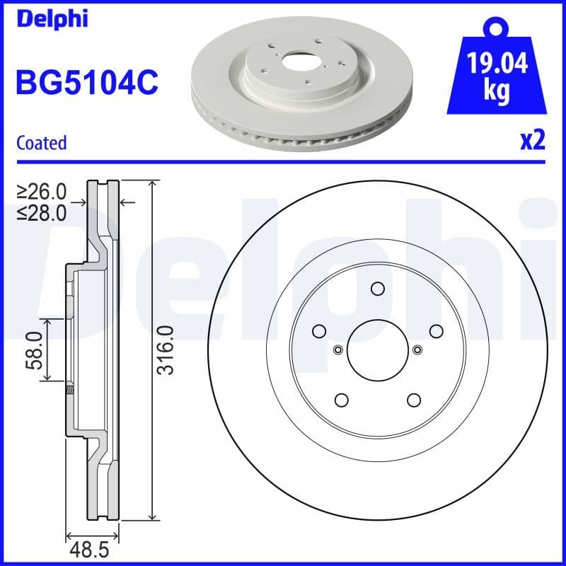 Bremžu diski DELPHI BG5104C 1