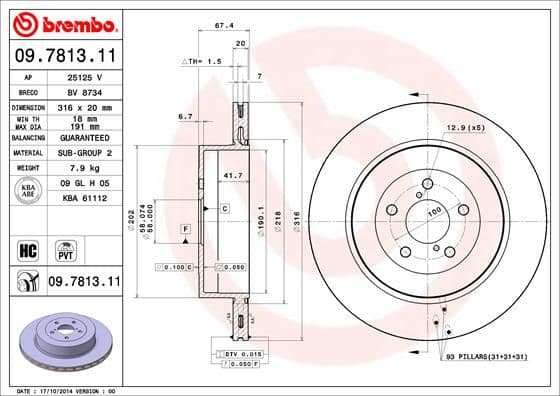 Bremžu diski BREMBO 09.7813.11 1