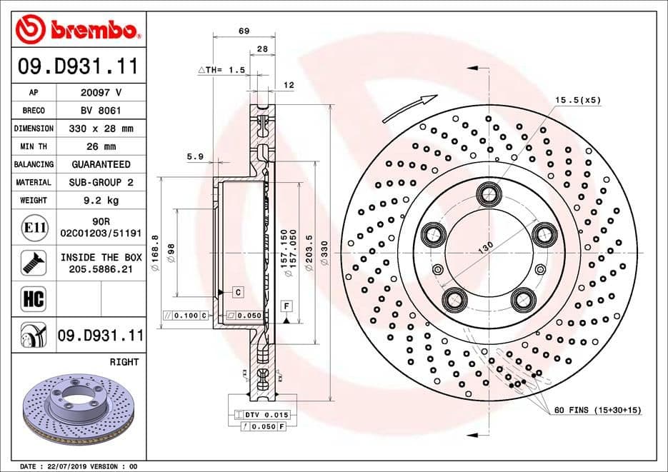 Bremžu diski BREMBO 09.D931.11 1