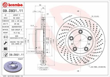 Bremžu diski BREMBO 09.D931.11 1