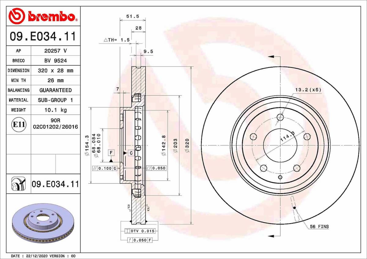 Bremžu diski BREMBO 09.E034.11 1