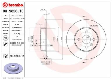 Bremžu diski BREMBO 08.9826.11 1