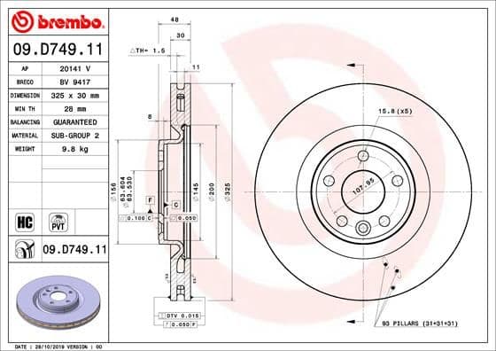 Bremžu diski BREMBO 09.D749.11 1