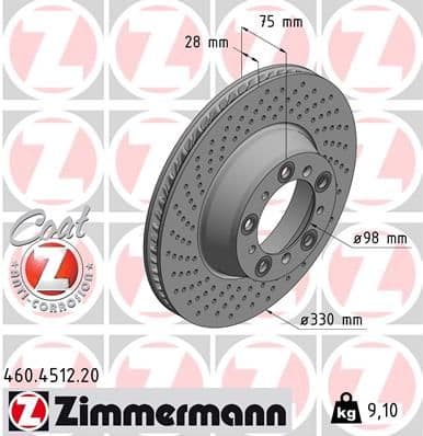 Bremžu diski ZIMMERMANN 460.4512.20 1