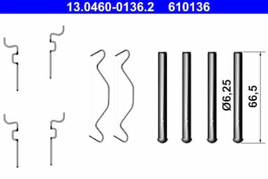 Piederumu komplekts, Disku bremžu uzlikas ATE 13.0460-0136.2 1
