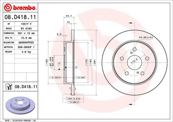 Bremžu diski BREMBO 08.D418.11 1