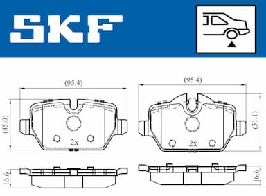 Bremžu uzliku kompl., Disku bremzes SKF VKBP 90090 6