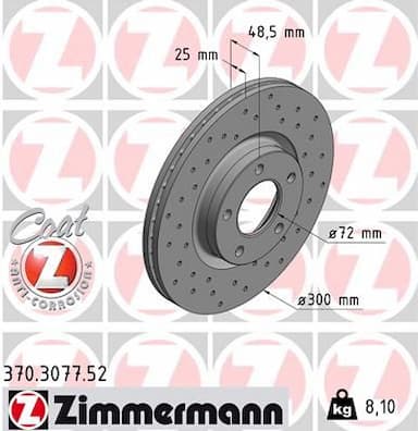 Bremžu diski ZIMMERMANN 370.3077.52 1