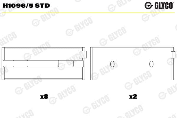 Kloķvārpstas gultnis GLYCO H1096/5 STD 1