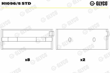 Kloķvārpstas gultnis GLYCO H1096/5 STD 1