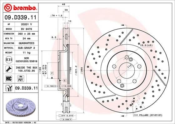 Bremžu diski BREMBO 09.D339.11 1