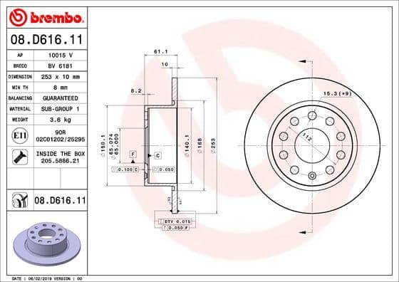 Bremžu diski BREMBO 08.D616.11 1