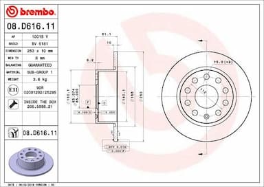 Bremžu diski BREMBO 08.D616.11 1