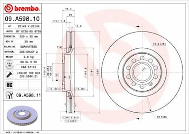 Bremžu diski BREMBO 09.A598.11 1