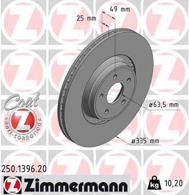 Bremžu diski ZIMMERMANN 250.1396.20 1