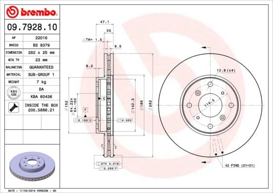 Bremžu diski BREMBO 09.7928.10 1