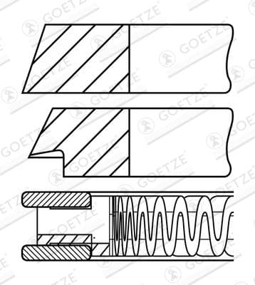 Virzuļa gredzenu komplekts GOETZE ENGINE 08-102500-00 1