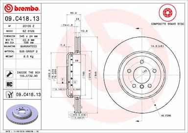 Bremžu diski BREMBO 09.C418.13 1