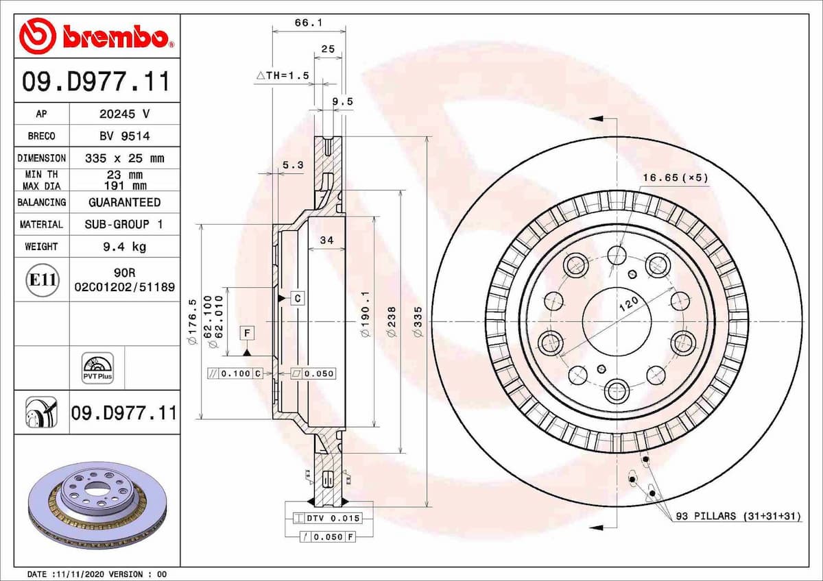 Bremžu diski BREMBO 09.D977.11 1