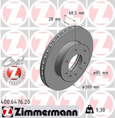 Bremžu diski ZIMMERMANN 400.6476.20 1