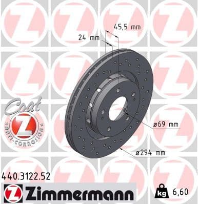 Bremžu diski ZIMMERMANN 440.3122.52 1