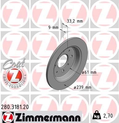 Bremžu diski ZIMMERMANN 280.3181.20 1