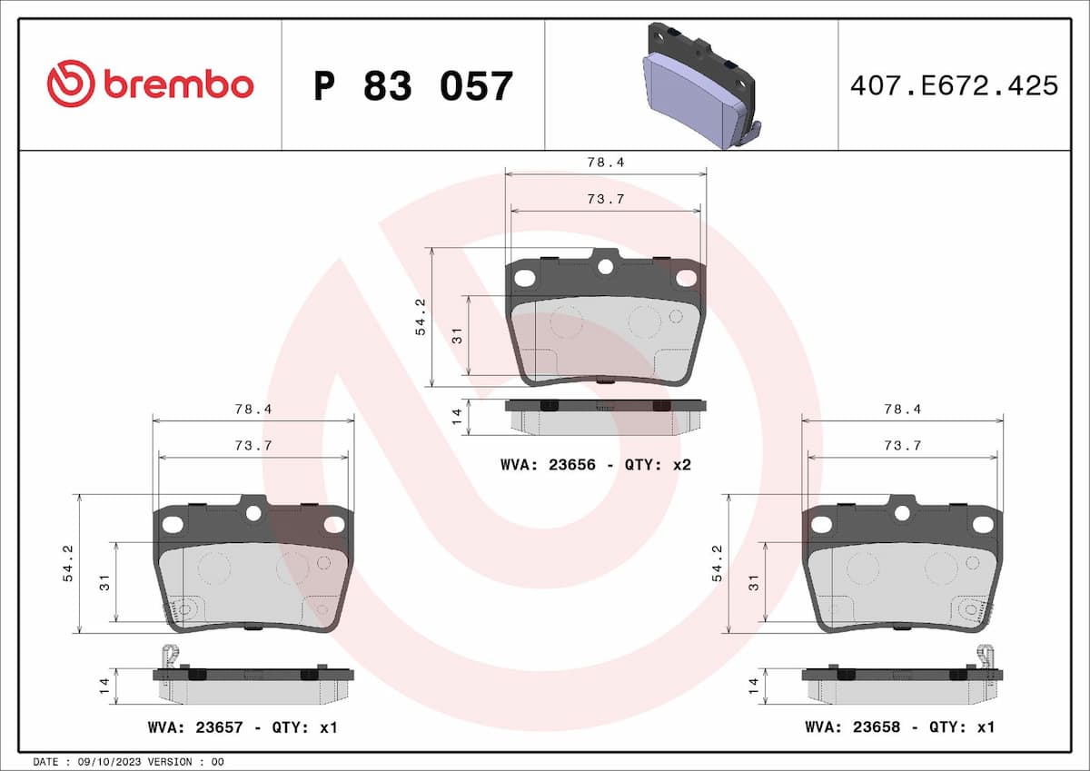 Bremžu uzliku kompl., Disku bremzes BREMBO P 83 057 1