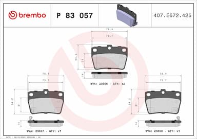 Bremžu uzliku kompl., Disku bremzes BREMBO P 83 057 1