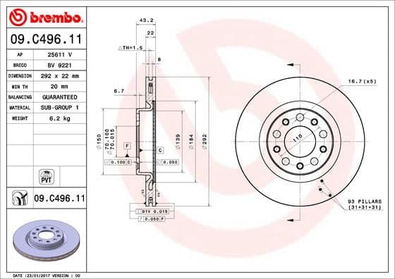 Bremžu diski BREMBO 09.C496.11 1