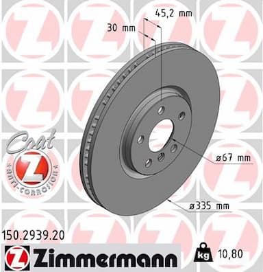 Bremžu diski ZIMMERMANN 150.2939.20 1