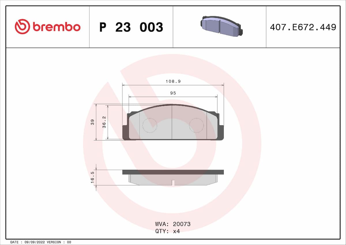 Bremžu uzliku kompl., Disku bremzes BREMBO P 23 003 1