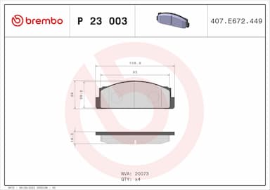 Bremžu uzliku kompl., Disku bremzes BREMBO P 23 003 1