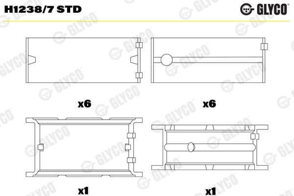 Kloķvārpstas gultnis GLYCO H1238/7 STD 1