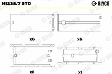 Kloķvārpstas gultnis GLYCO H1238/7 STD 1