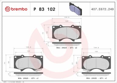 Bremžu uzliku kompl., Disku bremzes BREMBO P 83 102 1