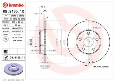 Bremžu diski BREMBO 09.9185.11 1