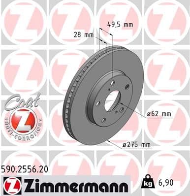 Bremžu diski ZIMMERMANN 590.2556.20 1