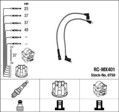 Augstsprieguma vadu komplekts NGK 0759 1