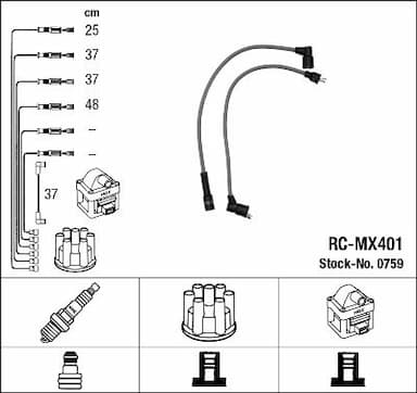 Augstsprieguma vadu komplekts NGK 0759 1