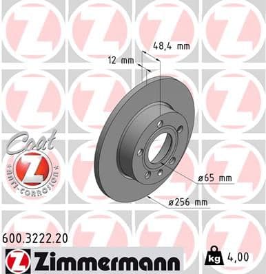 Bremžu diski ZIMMERMANN 600.3222.20 1