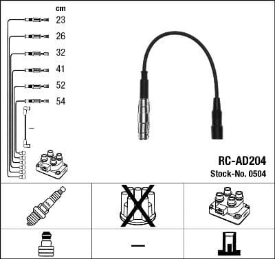 Augstsprieguma vadu komplekts NGK 0504 1