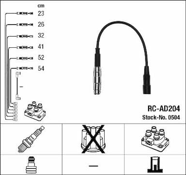 Augstsprieguma vadu komplekts NGK 0504 1