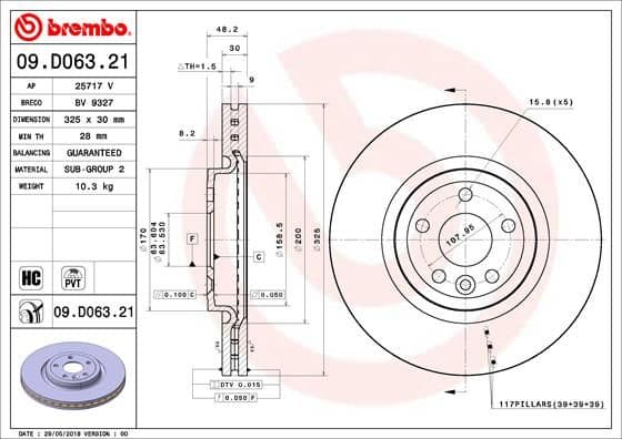 Bremžu diski BREMBO 09.D063.21 1