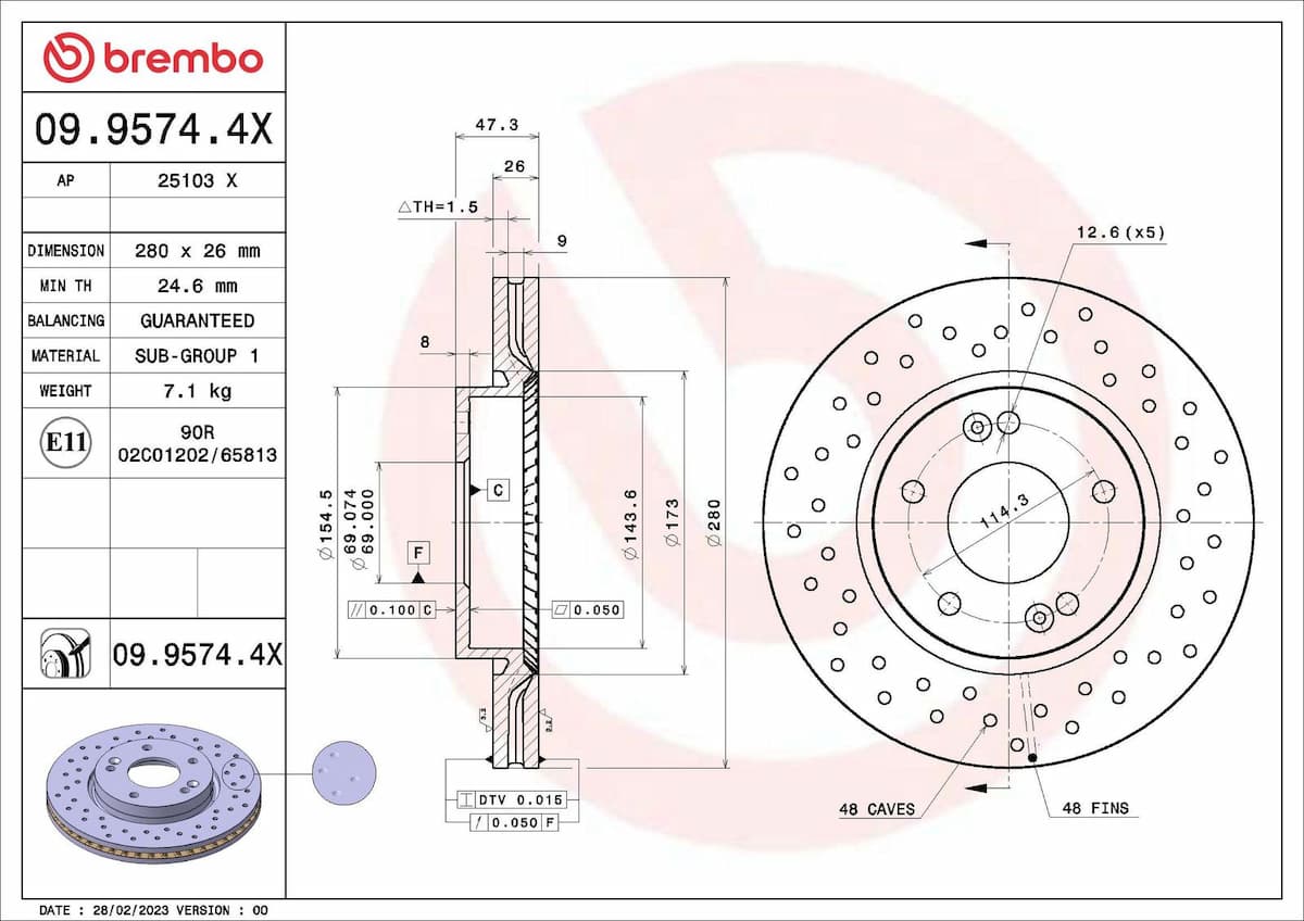 Bremžu diski BREMBO 09.9574.4X 1