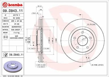 Bremžu diski BREMBO 09.D943.11 1