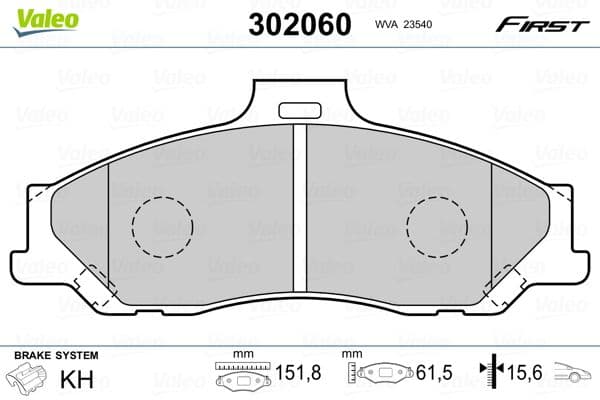 Bremžu uzliku kompl., Disku bremzes VALEO 302060 1