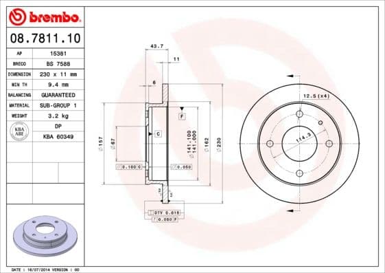 Bremžu diski BREMBO 08.7811.10 1