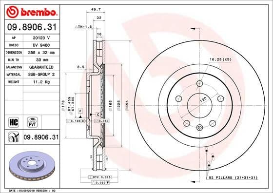 Bremžu diski BREMBO 09.8906.31 1