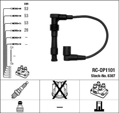 Augstsprieguma vadu komplekts NGK 6307 1